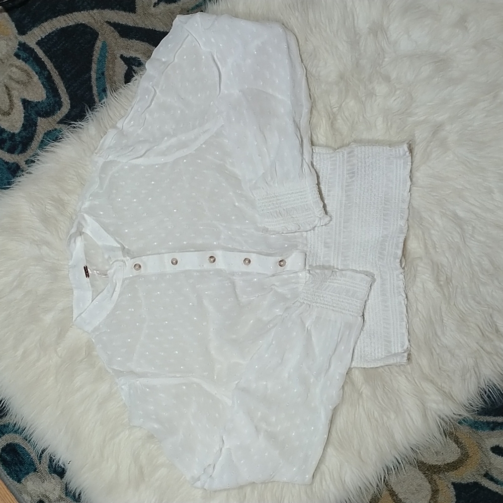 Free People white sheer long sleeve blouse top XS - Picture 8 of 11